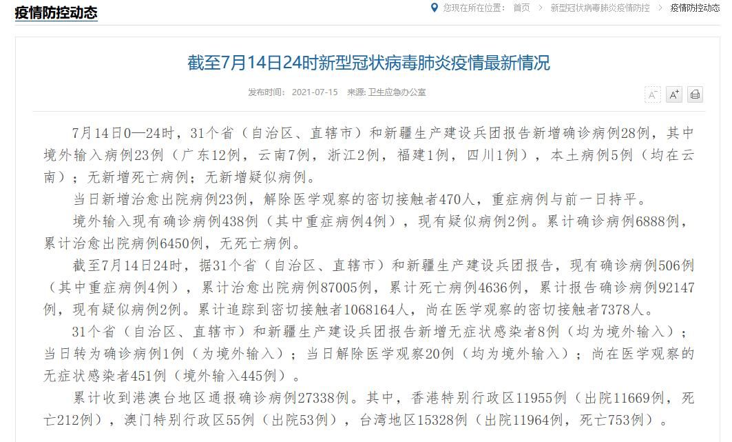 31省份新增重症5例_全国31省新增病例名单