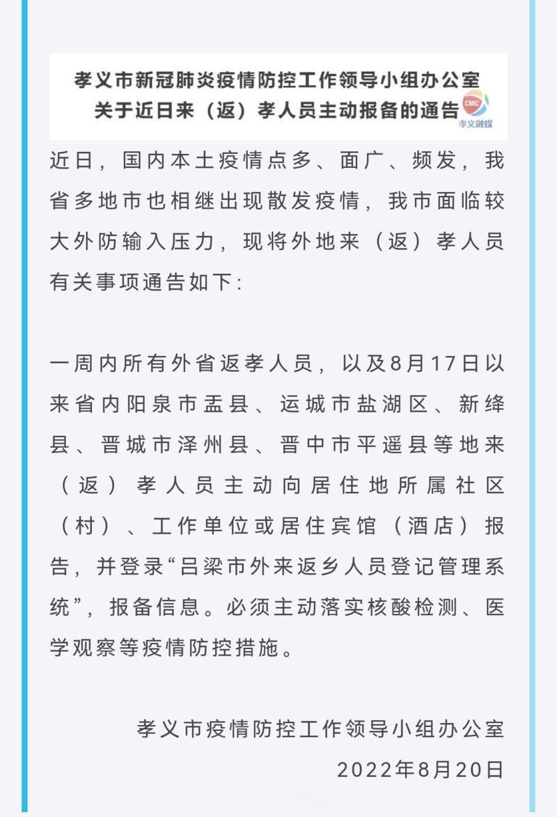 孝义市今日阳性感染者疫情趋势(孝义确诊新型肺炎新增病例)